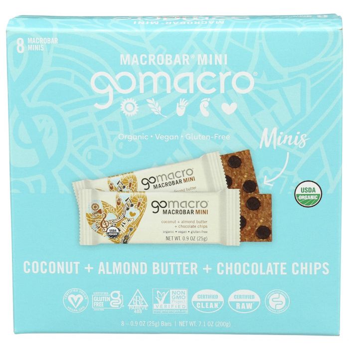 GOMACRO: Bar Coco Alm Mb Mini 8 Pk, 7.1 oz