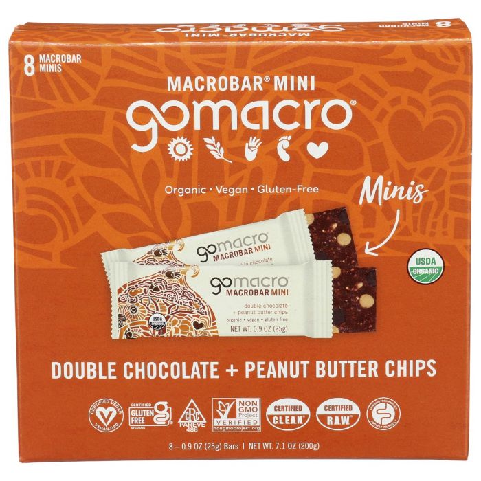 GOMACRO: Bar Dbl Chc Pb Mini 8 Pk, 7.1 oz