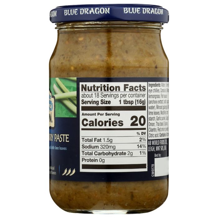 BLUE DRAGON: Curry Green Paste, 10.2 oz