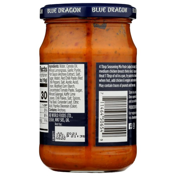 BLUE DRAGON: Curry Red Paste, 9.9 oz