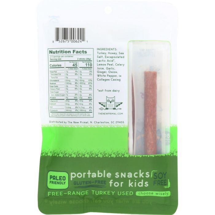 THE NEW PRIMAL: Turkey Snack Mates Stick, 2.5 oz