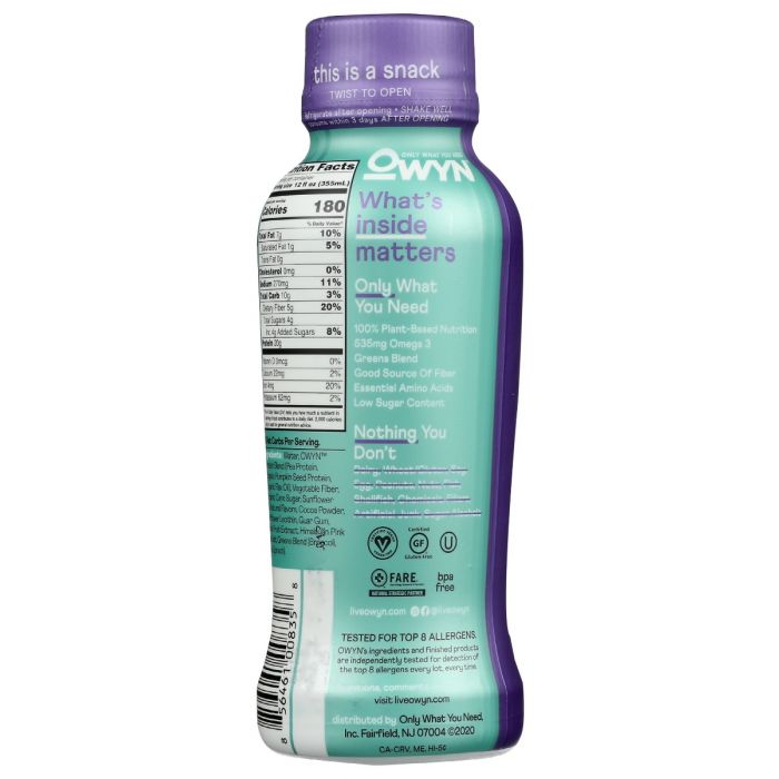 OWYN: Vegan Protn Shke Ckie Crm, 12 oz