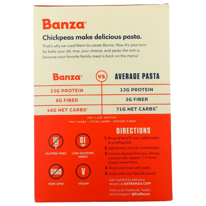 BANZA: Pasta Chickpea Gemelli, 8 oz