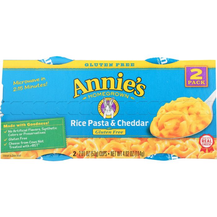 ANNIES HOMEGROWN: Pasta Cup Rice & Chdr Gf 2Pk, 4.02 oz