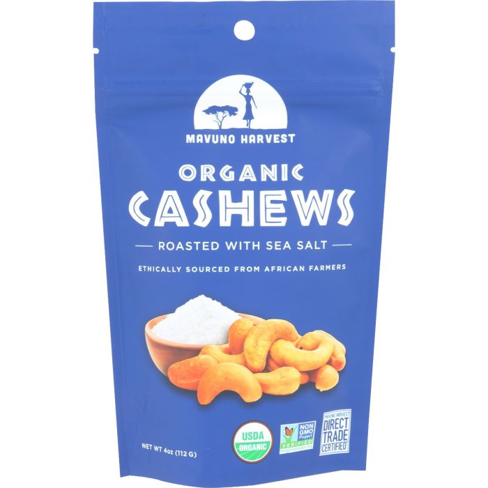 MAVUNO HARVEST: Organic Roasted Cashews Sea Salt, 4 oz