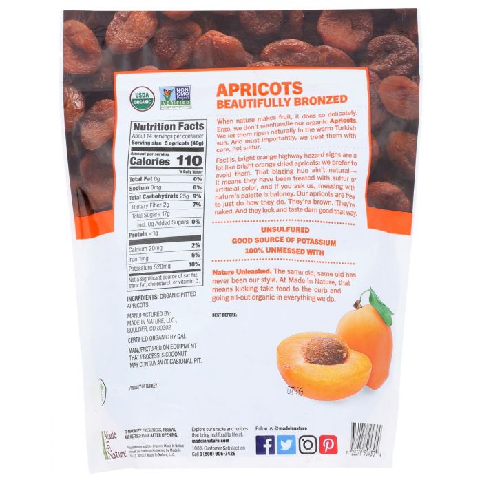 MADE IN NATURE: Organic Dried Apricots, 20 oz