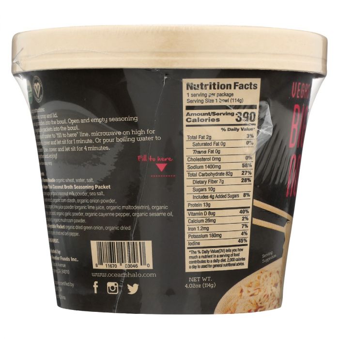 OCEANS HALO: Vegan Thai Coconut Big Bowl Noodles, 4.02 oz