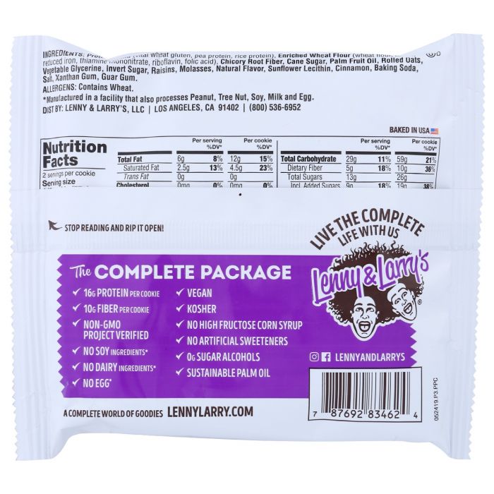 LENNY & LARRYS: The Complete Cookie Oatmeal Raisin, 4 oz