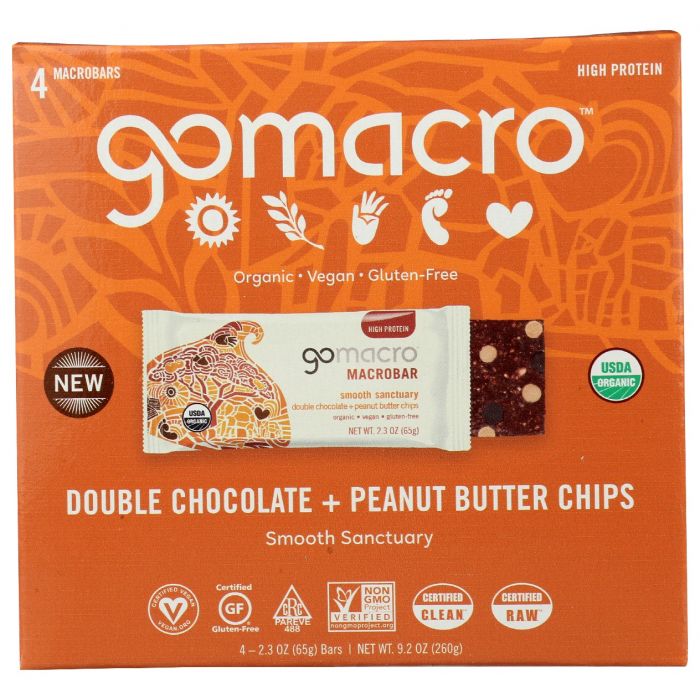 GOMACRO: Bar Dbl Choc Pb Chip 4Ct, 9.2 oz