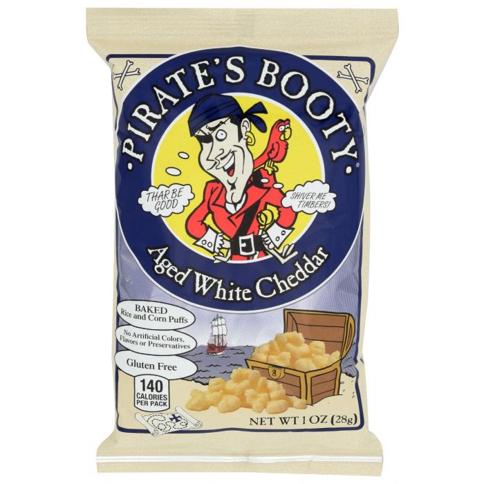 PIRATE BRANDS: Aged White Cheddar Rice and Corn Puffs, 1 oz