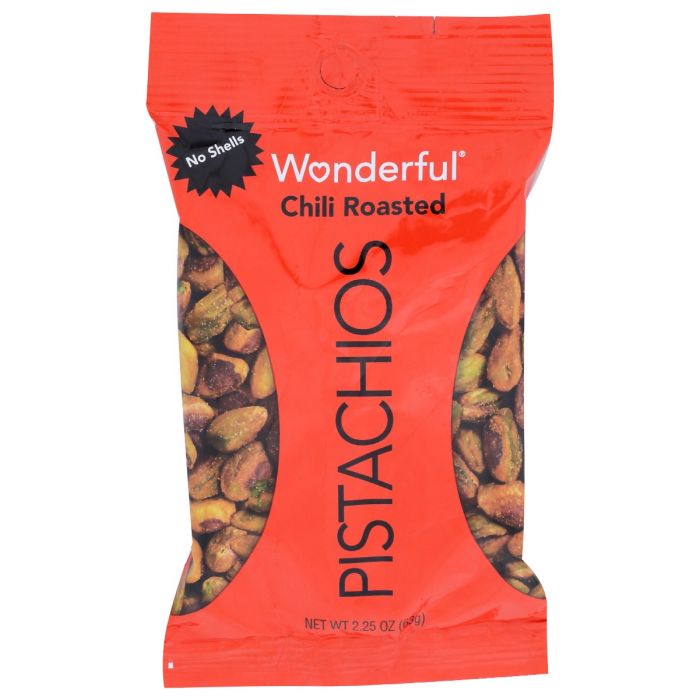 WONDERFUL PISTACHIOS: Chili Roasted No Shells, 2.25 oz