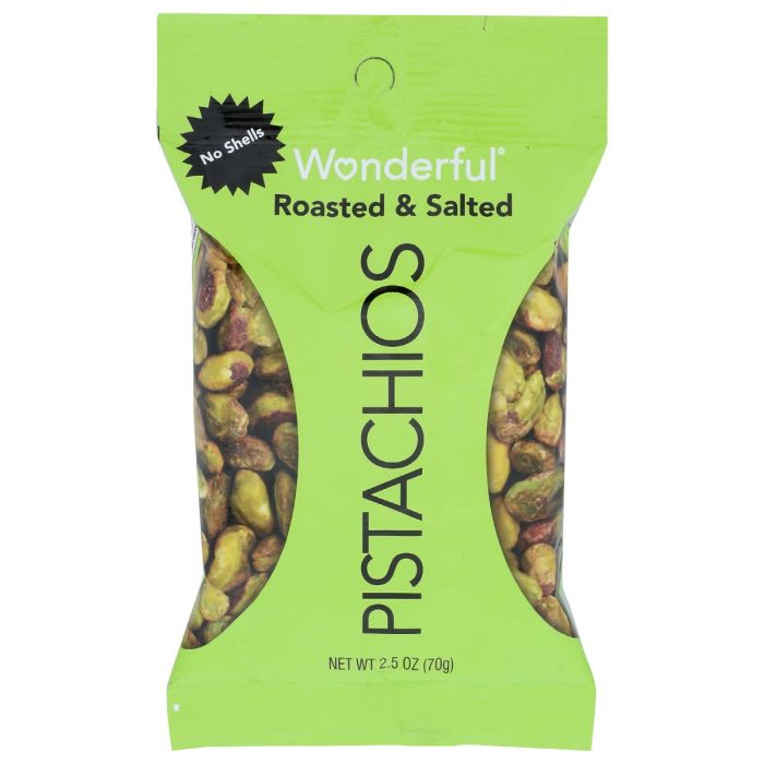 WONDERFUL PISTACHIOS: Roasted and Salted No Shells, 2.5 oz