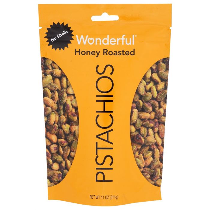 WONDERFUL PISTACHIOS: Honey Roasted No Shells, 11 oz