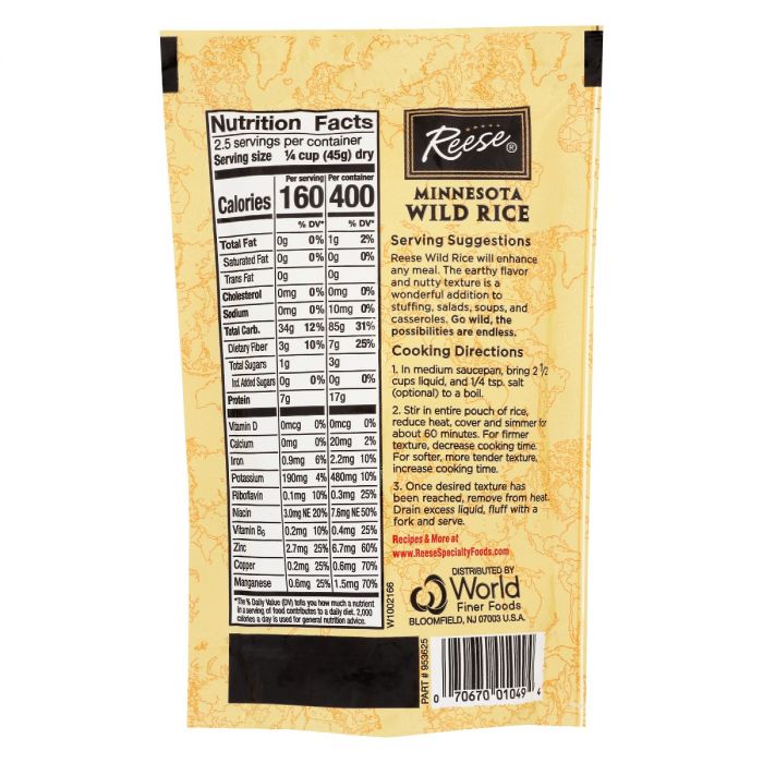 REESE: All Natural Minnesota Wild Rice Paddy Grown, 4 oz