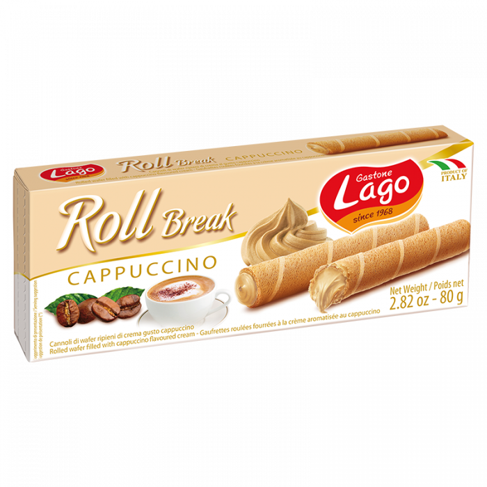 GASTONE LAGO: Cappuccino Cream Rolled Wafers, 2.82 oz