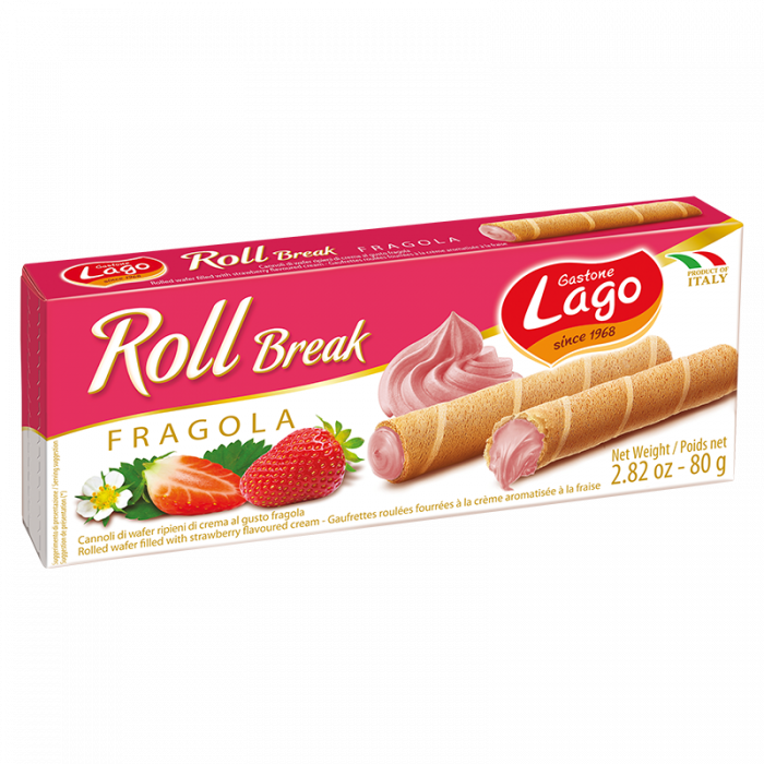 GASTONE LAGO: Strawberry Cream Rolled Wafers, 2.82 oz