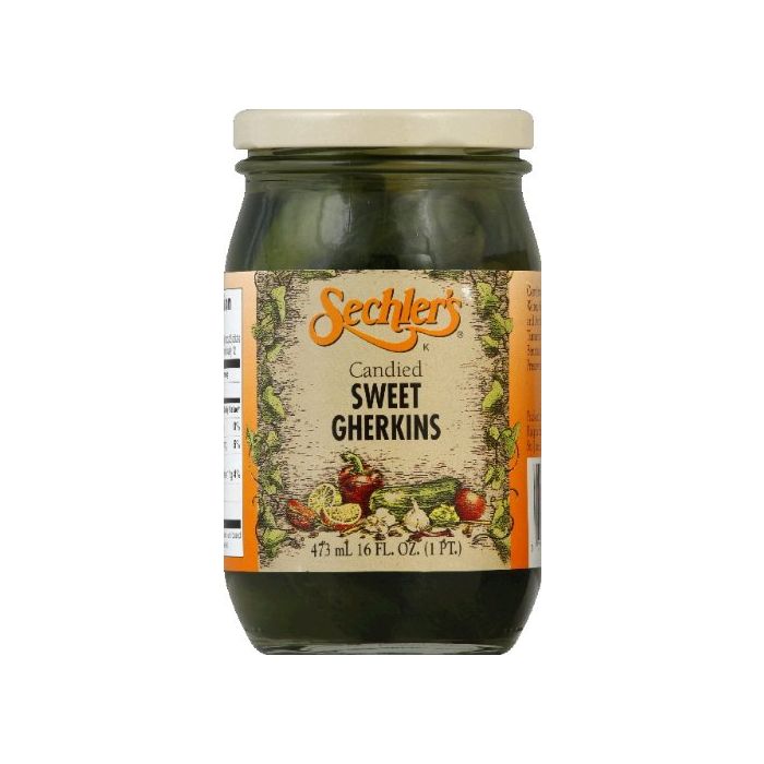 SECHLERS: Candied Sweet Gherkins Pickles, 16 oz