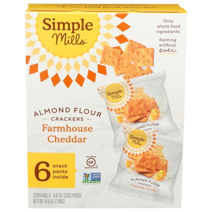 SIMPLE MILLS: Farmhouse Cheddar Almond Flour Cracker Snack Pack, 4.9 oz