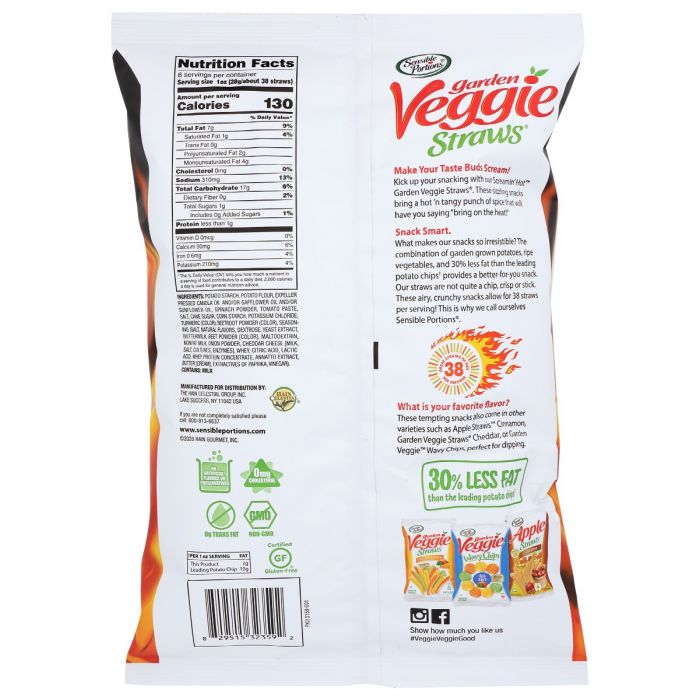 SENSIBLE PORTIONS: Veggie Straws Screamin Hot, 6 oz