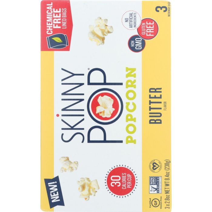 SKINNY POP: Butter Microwave Popcorn, 8.4 oz