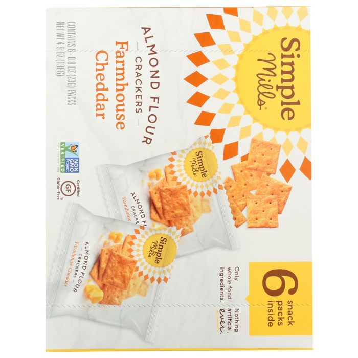 SIMPLE MILLS: Farmhouse Cheddar Almond Flour Cracker Snack Pack, 4.9 oz