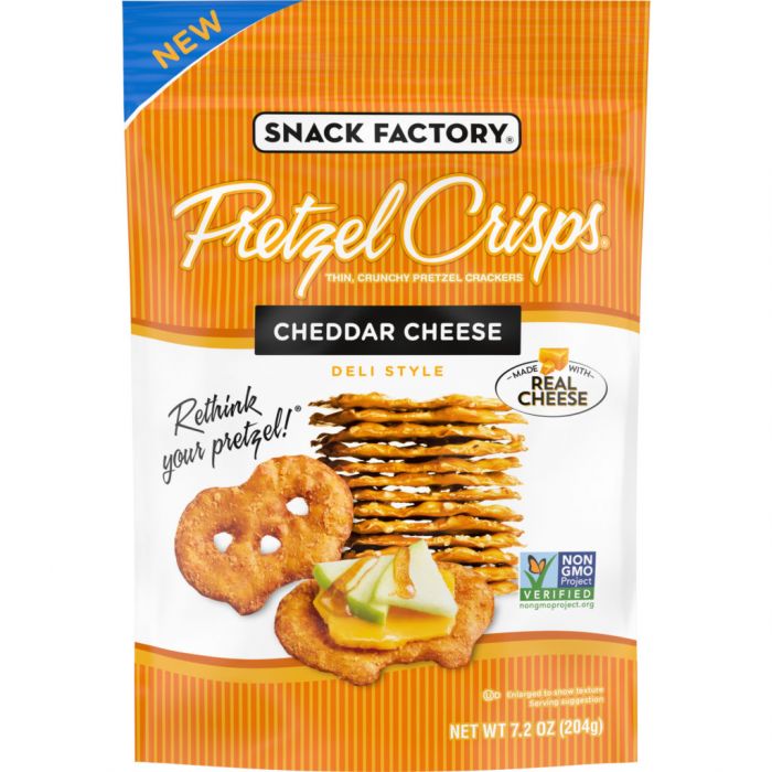 SNACK FACTORY: Cheddar Cheese Pretzel Crisps, 7.2 oz