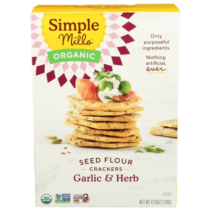 SIMPLE MILLS: Cracker Seed Garlic Herb, 4.25 oz