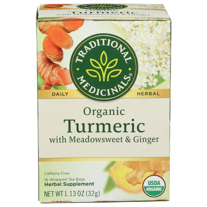 TRADITIONAL MEDICINALS: Organic Turmeric With Meadowsweet and Ginger Tea, 16 bg