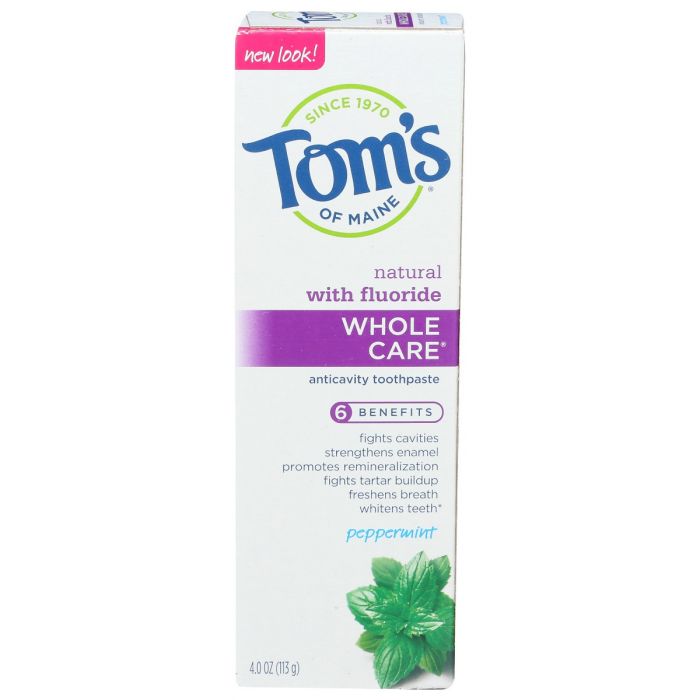 TOMS OF MAINE: Whole Care Peppermint Toothpaste, 4 oz