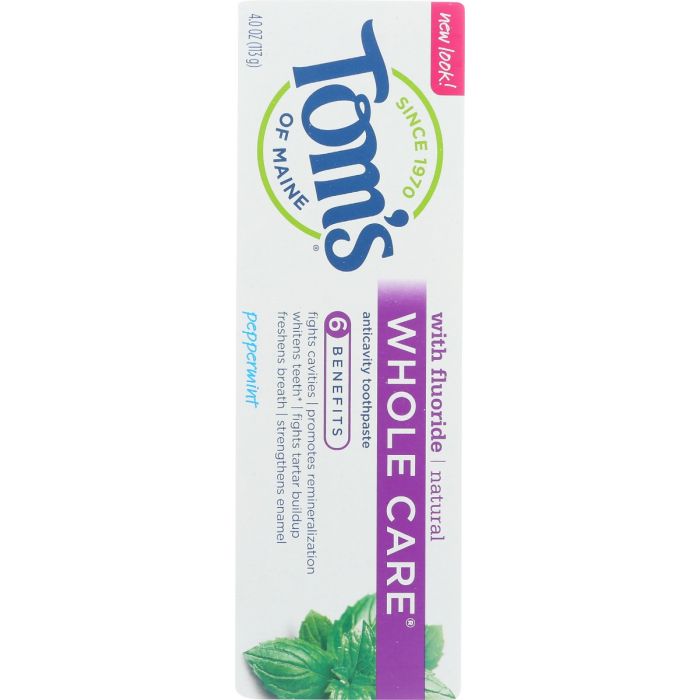 TOMS OF MAINE: Whole Care Peppermint Toothpaste, 4 oz