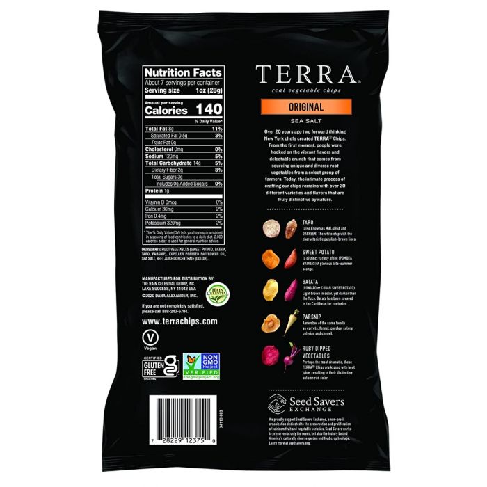 TERRA CHIPS: Original Vegetable Chips With Sea Salt, 6.8 oz