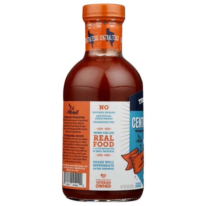 TRUE FOODS: Sauce Bbq Central Texas No Sugar, 18 oz