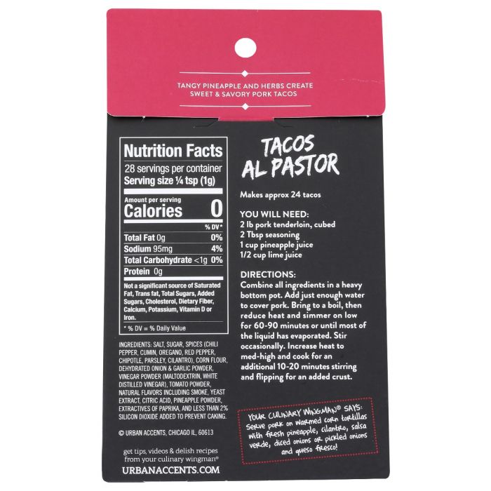 URBAN ACCENTS: Tacos Al Pastor Seasoning Mix, 1 oz