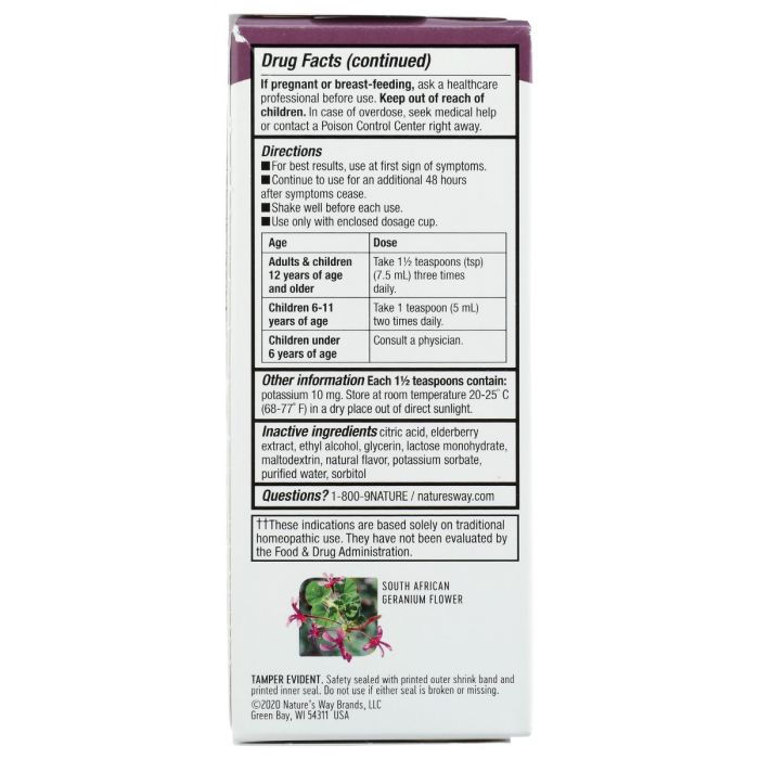 NATURES WAY: Umcka Cold Plus Flu Elderberry Syrup, 4 oz