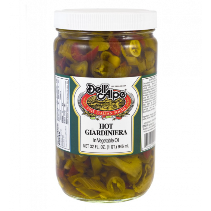 DELL ALPE: Hot Giardiniera In Vegetable Oil, 32 oz