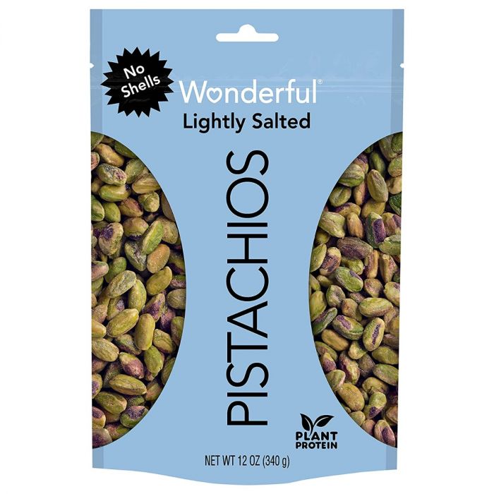 WONDERFUL PISTACHIOS: Lightly Salted No Shells, 12 oz