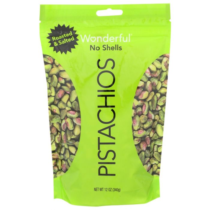 WONDERFUL PISTACHIOS: Roasted Salted No Shells, 12 oz