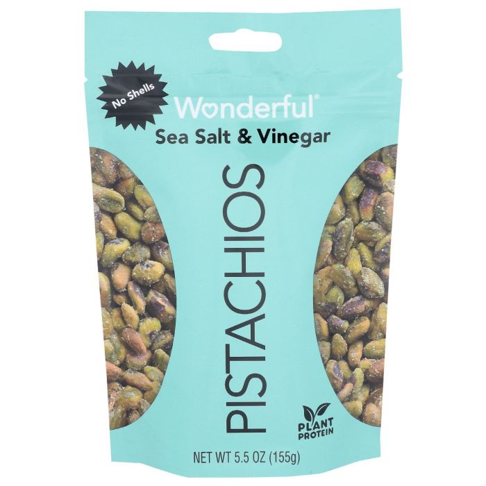 WONDERFUL PISTACHIOS: Sea Salt Vinegar No Shells, 5.5 oz